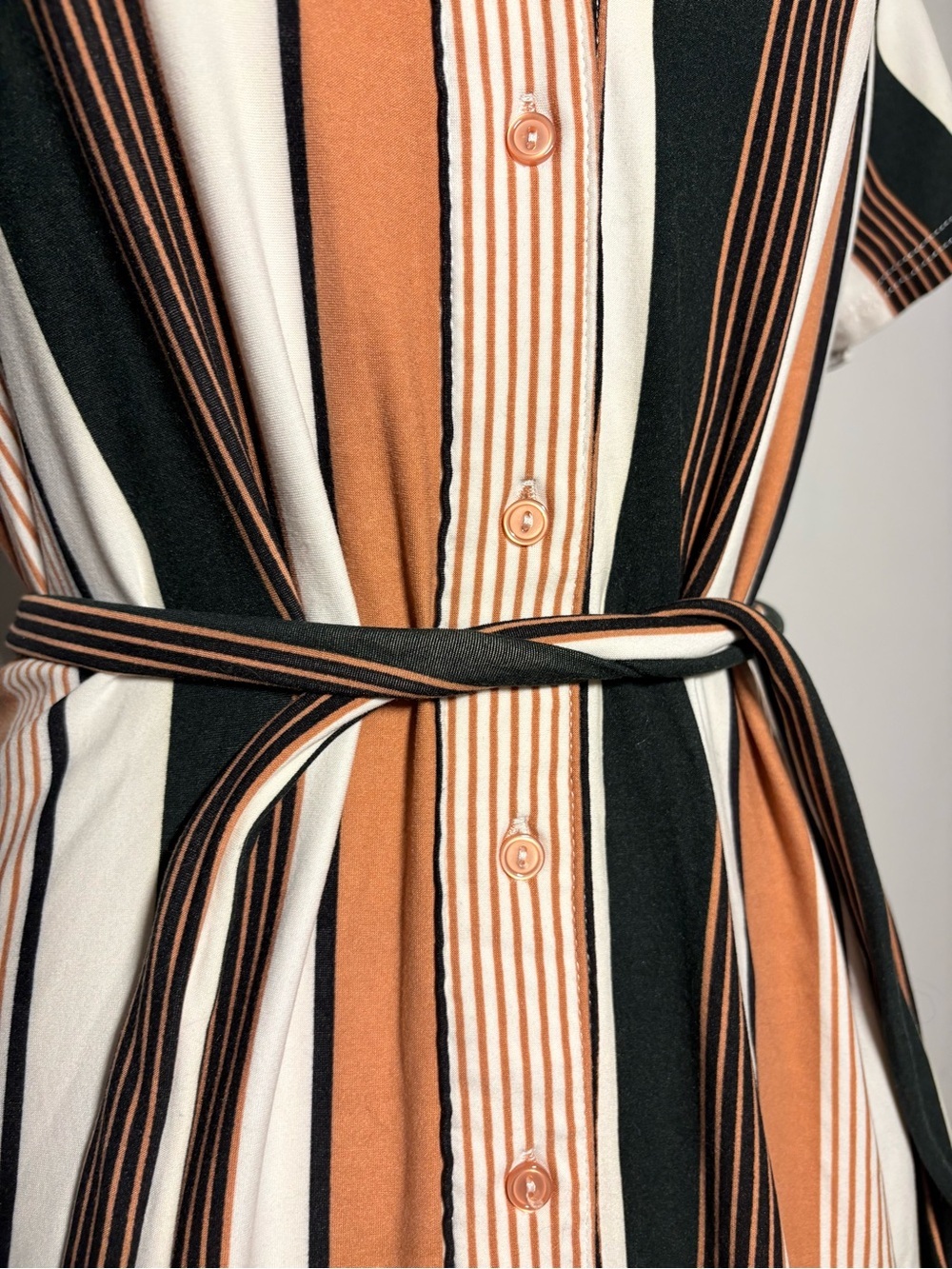 Justify Striped Button-Front Shirt Dress with Belt - Size Large - Picture 3 of 7